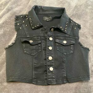 Chiqle stretch Jean cropped studded vest S
